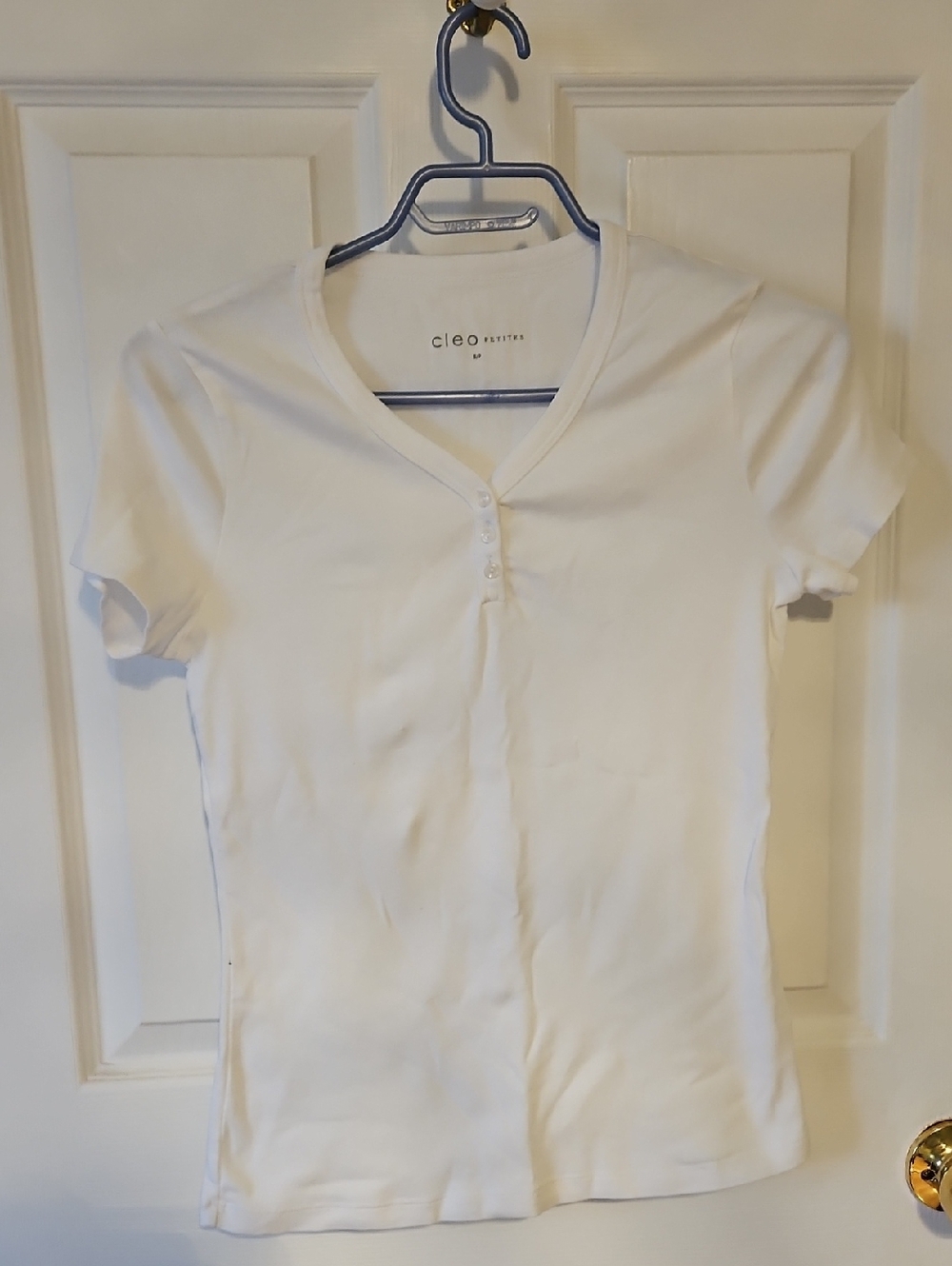 cleo White Short-Sleeve Henley Tee